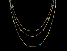 3 Strand Necklace w/Mixed Semiprecious Stones