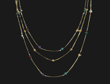 3 Strand Necklace w/Mixed Semiprecious Stones