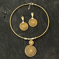 Handcrafted Golden Grass Jewelry Set with Gold Plated Accent