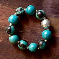 ‘Azacualpa Blue’ Ceramic Stretch Bracelet
