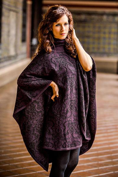 'Sublime Purple' Alpaca Wool Blend Poncho