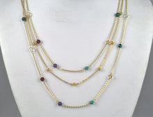 3 Strand Necklace w/Mixed Semiprecious Stones