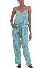 Sky Blue Batik Sleeveless Rayon Jumpsuit