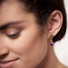 'Kate' Small Gold Earrings (select color) -  Black Onyx or Garnet