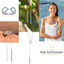 Rhodium Plated Nano Turquoise Split Ring