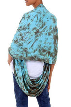 Turquoise & Taupe Rayon Blend Infinity Scarf and Shrug