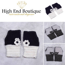 Alpaca Blend Fingerless Mitts in Grey or Black & White