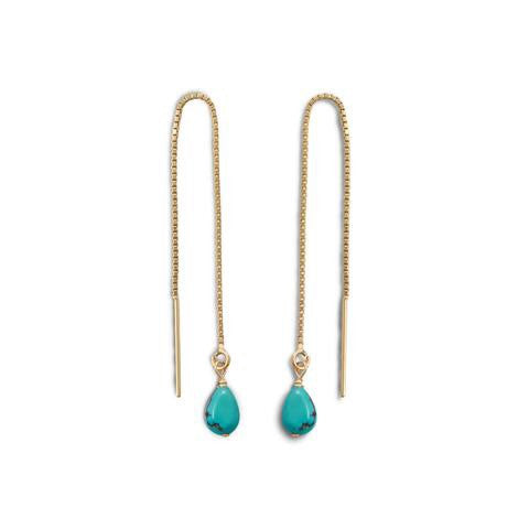 Turquoise Bead Threader Earrings