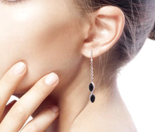 'Elegance' Black Onyx and Sterling Silver Dangle Earrings
