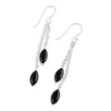 'Elegance' Black Onyx and Sterling Silver Dangle Earrings