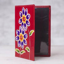 'Fiery Bloom' Red Leather Passport Cover