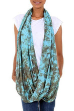 Turquoise & Taupe Rayon Blend Infinity Scarf and Shrug