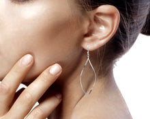 Curved Marquise Shape Sterling Silver Dangle Earrings