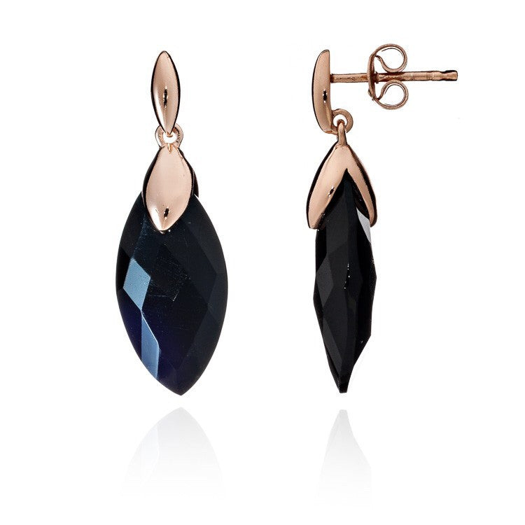 Hera Heraldic Earrings in Rose Gold & Black Onyx