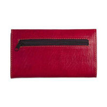 'Fiery Bloom' Red Leather Trifold Wallet