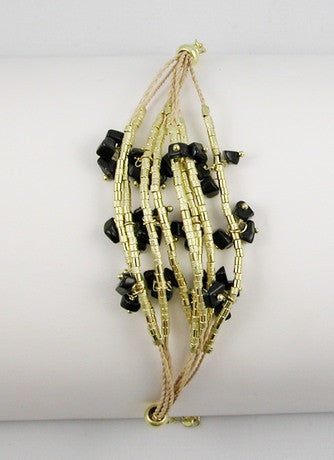 Natural Fiber Bracelet With Onyx