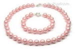 Peach Shell Pearl Necklace & Bracelet Set
