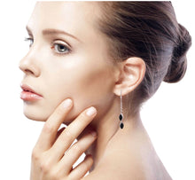 'Elegance' Black Onyx and Sterling Silver Dangle Earrings