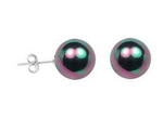 Black Rainbow Round Shell Pearl Stud Earrings, 10mm, Sterling silver