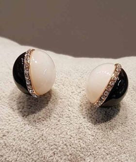 ‘Class Act’ Black and White Rhinestone Earrings.