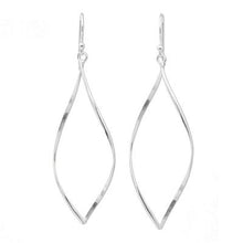Curved Marquise Shape Sterling Silver Dangle Earrings