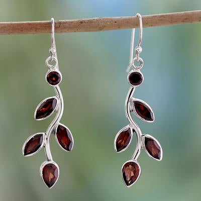 Marquise Garnet & Sterling Silver Earrings