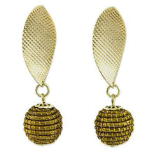 Gold Accent Golden Grass Bracelet and Earrings 'Grassy Helix'