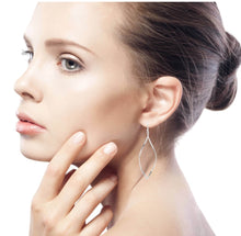 Curved Marquise Shape Sterling Silver Dangle Earrings