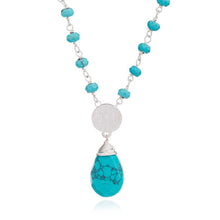 'Kate' Athena Semi Precious Drop Stone Necklace in Silver Turquoise