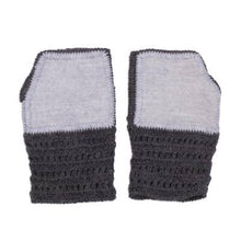 Alpaca Blend Fingerless Mitts in Grey or Black & White