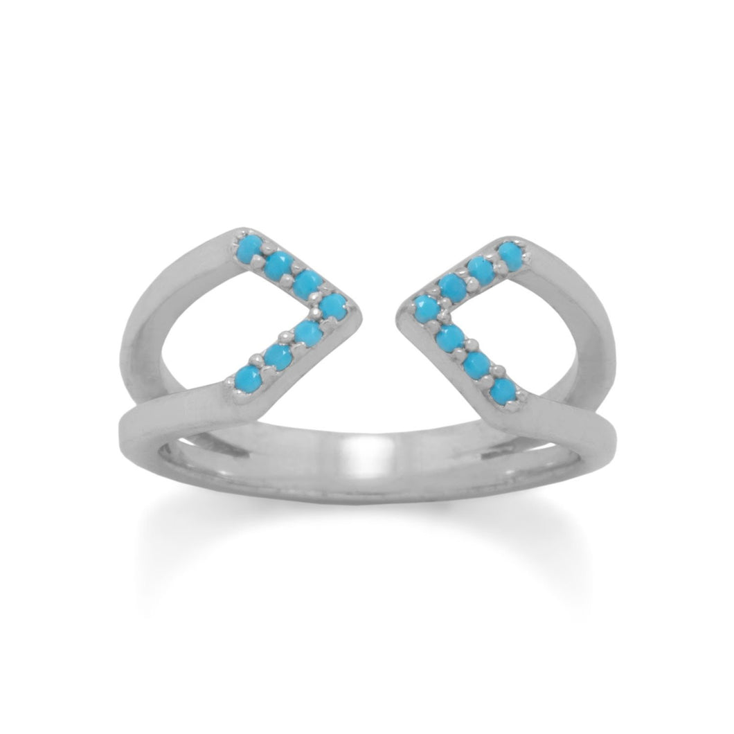 Rhodium Plated Nano Turquoise Split Ring
