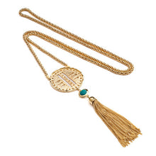 'Feodora' Tassle Necklace in Gold Aqua