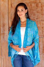 Versatile Turquoise Blue Batik Jacket/Shawl Handmade Accessory