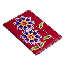 'Fiery Bloom' Red Leather Passport Cover