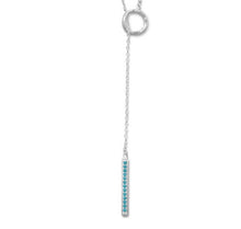 Rhodium Plated Nano Turquoise CZ Drop Lariat Necklace