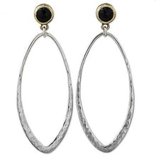 Gold Accent Sterling Silver Tear Earrings w/Black Onyx