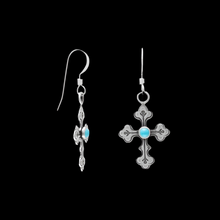 Cross Earrings with Turquoise Center