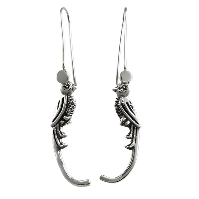 Silvery Quetzal .925 Sterling Silver Drop Earrings