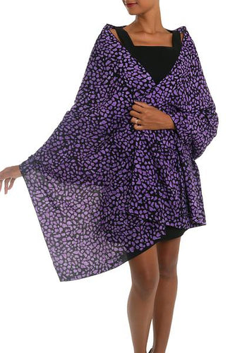 Handcrafted Batik Balinese Purple & Black Shawl