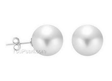 Round Shell Pearl Sterling Stud Earrings, 12mm, White or Black