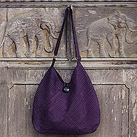 Purple Cotton Hobo Style Handbag w/Coin Purse, 'Surreal Purple'