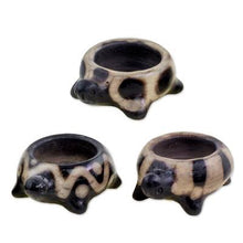 'Ivory Turtles of Light' Ceramic tea light holders (set of 3)