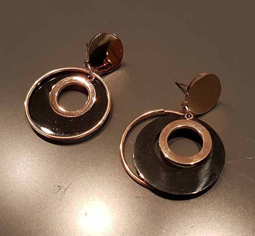 Rose Gold and Black Hoops