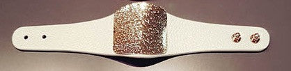 White Leather Bracelet w/Gold Color Plating