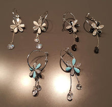 Flower Dangle Earrings with Crystals