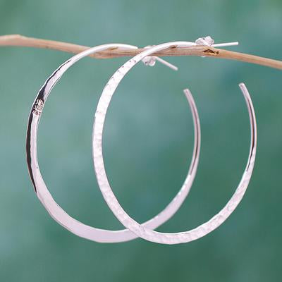 'Infinite Circle' Sterling Silver Half Hoop Earrings