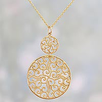 Gold Plated Pendant Necklace 'Golden Wave'