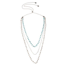 'Melina' Three Strand Necklace: Aqua, Labradorite and Crystal