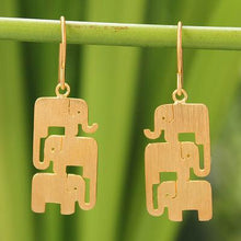 Gold Vermeil Dangle Earrings, 'Elephant Stack'