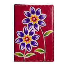 'Fiery Bloom' Red Leather Passport Cover